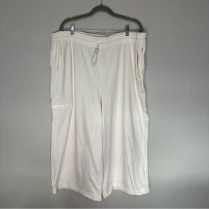 Athleta White Drawstring Wide-Leg Capri Pants Size 2X Like New
